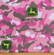 Fleece John Deere Logos Pink Camouflage Camo Fleece Fabric Print by Yard A347.12 - £8.68 GBP