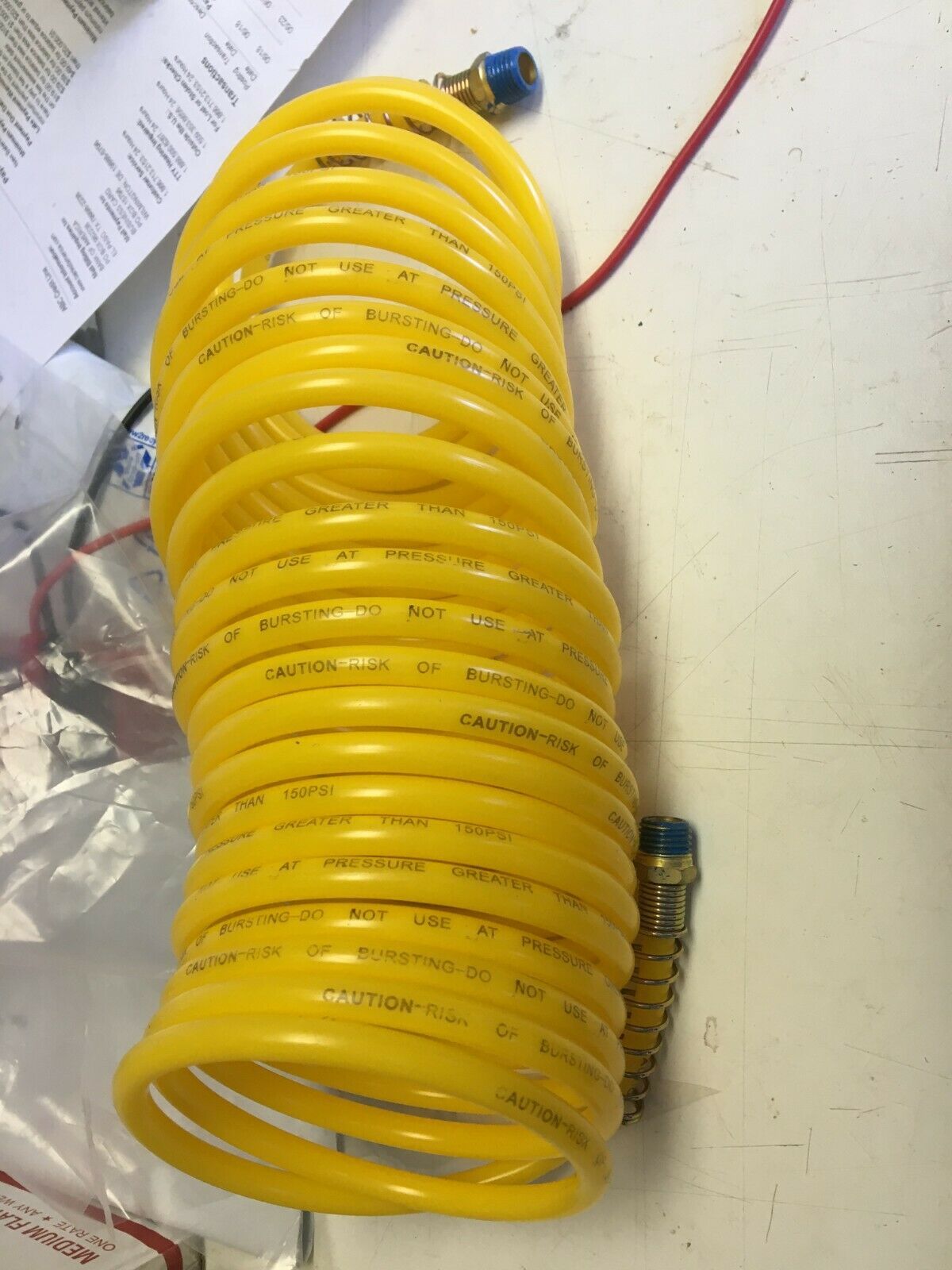 150 Psi Brass 1/4&quot; X 25&#39; yellowRecoil Air Hose - $5.94