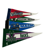 Vintage NBA Basketball Mini Pennant Lot of (4) 9&quot;x4” Felt Banner Flags - $35.98 CAD