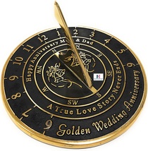 50th Golden Wedding for Mom and Dad. Solid Metal Anniversary Sundial Gift Idea i - £63.49 GBP