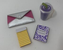18" doll accessories purple drink cup mug composition notebook wallet cl... - $7.20