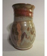 Vintage Handmade Artist Signed Brown-Tone Art Pottery Vase - £11.00 GBP