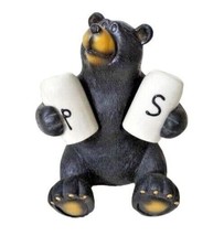 Black Bear Salt Pepper Shakers White Stoneware Kitchen Lodge Cabin Gift NEW - $428.16 MXN