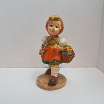 Unknown Mold Vintage Chalkware Handpainted Red Riding Hood Girl Figurine Decor - £20.16 GBP