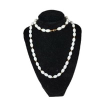 Opera Length Signed Monet Necklace 30" White Graduated Beads Gold Tone Spacers - $18.67
