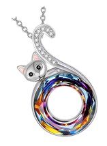 Cat Necklace Sterling Silver Kitty Pendant with from - £112.36 GBP