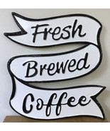 Fresh Brewed Coffee Vtg Antique Style Enamel Large Tin Metal Cafe Retro ... - £47.68 GBP