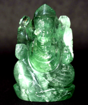 Ganesha In Natural Green Fluorite Gemstone - 129 gms - $113.84