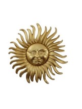 Vintage MONET Signed Large Gold Sun Face Sunburst Pin Brooch  - $49.45