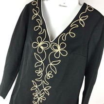 Vintage Blouse 60s 70s Eve Le Coq California Tunic Mod flower Black Top S floral - £39.56 GBP