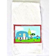 Retro Camper Dots Kitchen Towel Handmade Applique Diamond Weave Cotton G... - $12.44