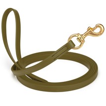 Dog Pet Leash Olive Drab Green w/ Brass Hardware W 5/8&quot; - L33&#39; - £52.90 GBP