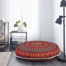 Round Mandala Flore Pillow Cushion 32&quot; Seating Throw Cover Hippie Decorative  - £12.05 GBP