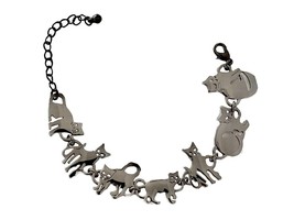 Everyday Fun Gray Kitty Cat Bracelet Gunmetal Finish Gift Animal Lover - £10.29 GBP