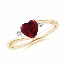 ANGARA Natural Garnet Ring with Diamonds for Women in 14K Solid Gold Size 3-13 - £612.26 GBP