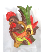 Vintage Ceramic Rooster Hen Chicken Statue Figurine Handmade Painted Hom... - $17.77