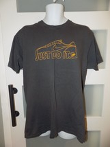 Vintage 90&#39;s Nike Gray Tag Graphic T-Shirt &quot;Just Do It&quot; Nike Air Shoe Si... - $17.29