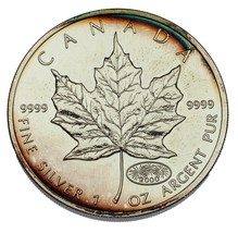 2000 Canada 1 oz Silver Maple Leaf BU, Fireworks Privy - £46.08 GBP