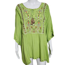 NEW John Mark Tunic 3X Embroidered Front Back Short Sleeves Tassel Ties ... - £40.85 GBP