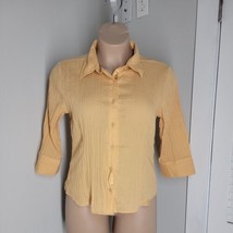 Christopher &amp; Banks Button Up Shirt ~ Sz XL ~ Yellow ~ 3/4 Sleeve - £17.69 GBP
