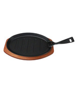Personal Size Cast Iron Oval Fajita Steak Pan Skillet With Wood Trivet Base - $43.75 CAD