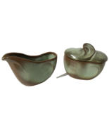 MCM FRANKOMA Pottery Lazy Bones Prairie Green 4A Sugar And Creamer Set - $67.55 CAD