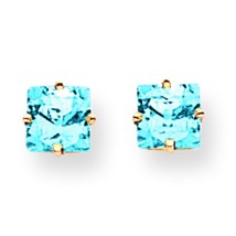 14K Gold Princess Cut Blue Topaz Earrings Jewelry - $157.99