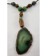 Hand Crafted Natural Agate &amp; Beads Necklace - Made in Michigan - $37.01 CAD