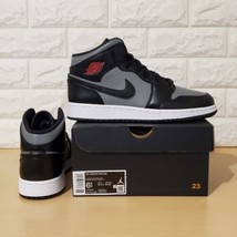 Nike Air Jordan 1 Mid GS Size 6.5Y Shadow Black Red Grey 554725-096 - $179.98