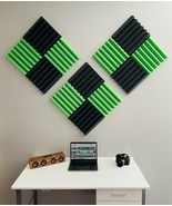 2&quot;x12&quot;x12&quot; Green Black Acoustic Wedge Studio Soundproofing Foam Tiles 12... - £27.53 GBP