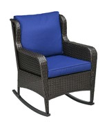 Outsunny Outdoor Wicker Rocking Chair, Patio Rattan, Dark Blue - $4,402.40 MXN