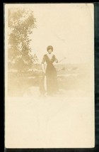 Vintage RPPC Photo Postcard Woman in Fancy Dress Early Ford Model Automobiles - £11.81 GBP
