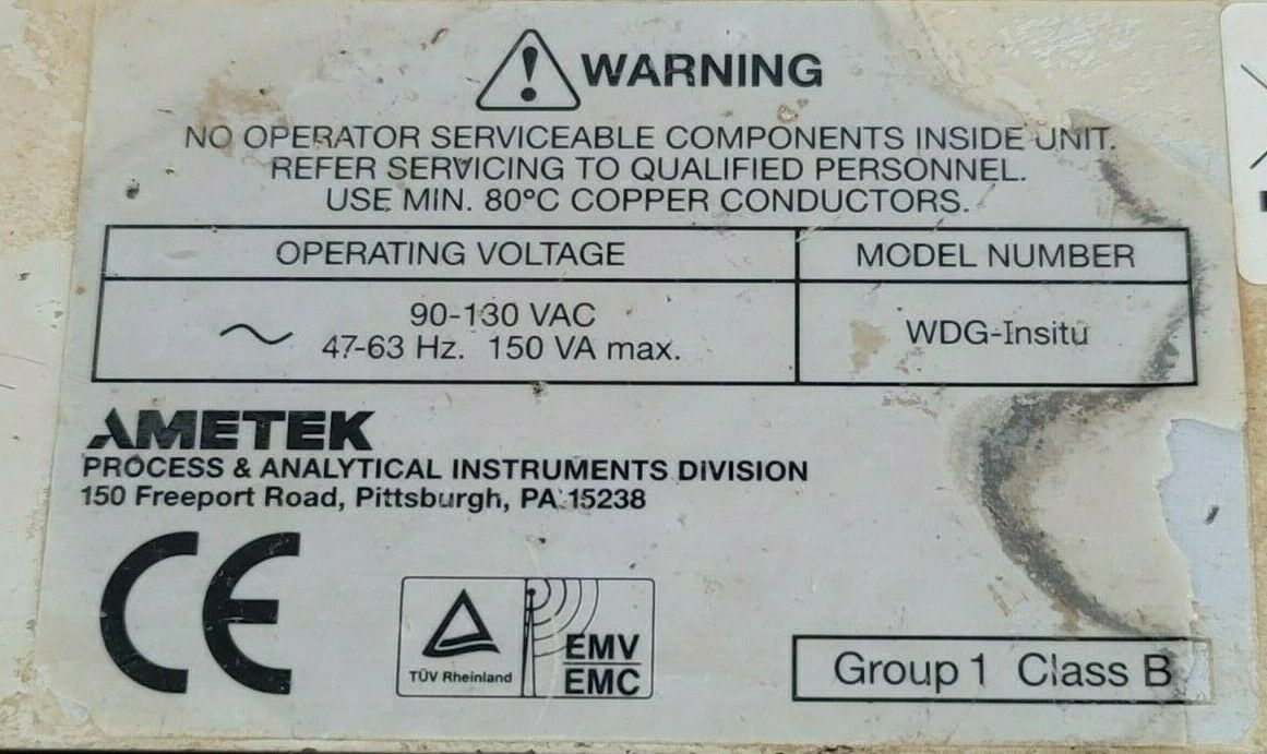 AMETEK WDG INSITU O2 FLUE GAS ANALYZER 90130VAC 4763HZ 150 VA MAX