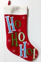 Christmas Stocking Ho Ho Ho!  Sequins Snowflakes Red Green Blue White NEW - $14.50
