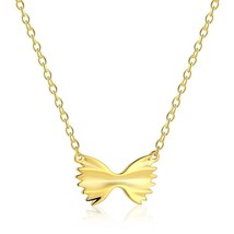 Sterling Silver Farfalle Pasta Pendant Necklace - 18K Gold Plated - £24.85 GBP