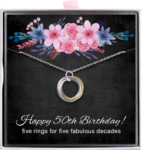 50Th Birthday Gifts for Women Girls - Sterling Silver Interlocking Knot Circles - £23.45 GBP