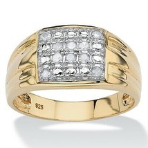 PalmBeach Jewelry Men&#39;s 1/7 TCW Diamond 18k Gold-plated Silver Grid Ring - £112.24 GBP
