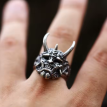 Demon Mask Skull Open Ring Vintage Men&#39;s Fashion Domineering Punk / Goth... - $261.10 MXN