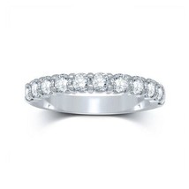 1CT Round Simulated Diamond Half Etenity Band Ring 14K White Gold Plated - £65.04 GBP