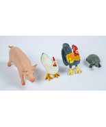 SAFARI LTD LOT 4 FARM ANIMALS PIG ROOSTER HEN PAINTED TURTLE FIGURES - €6,87 EUR