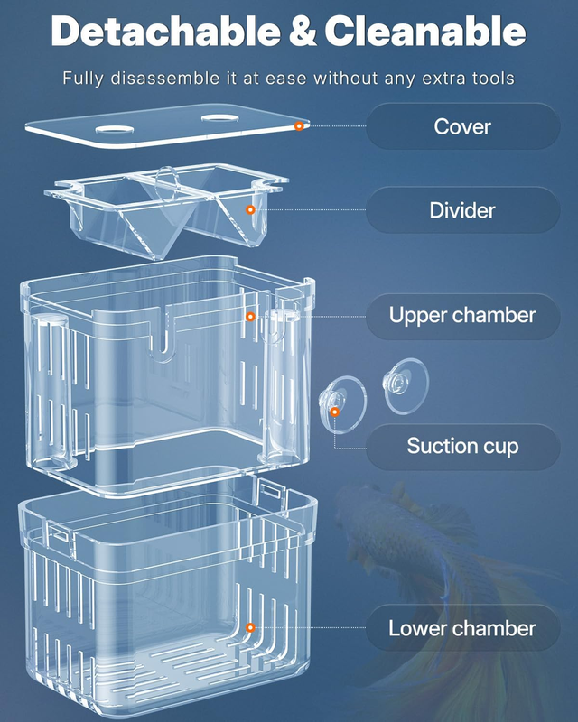 Pawfly Aquarium Breeding Box - Transparent Plastic Breeder Box for Fish Tank, Fr Item image 5