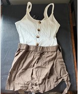 SOLY HUX Women&#39;s Sleeveless Belted Tank Romper Short Jumpsuit White Army... - $300.50 MXN