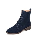 Journee Collection Womens 11 M Dark Blue Lace Up Mid Calf Boots PREOWNED... - $60.49 CAD