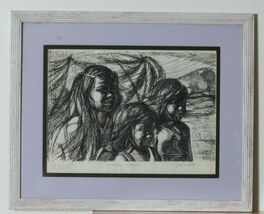 "Children of Hawaii" by Anthony Sidoni Pen &amp; Ink Study for Oil Painting - $2,090.72