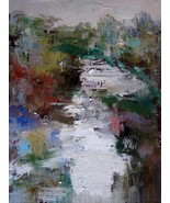 12x16 inches Water in forest Oil Painting Canvas Art Wall Decor modern004 - $97.11 CAD
