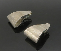 925 Sterling Silver - Vintage Hammered Folded Non Pierce Drop Earrings - EG8610 - £37.54 GBP