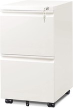 Commercial Vertical Cabinet, White, 2-Drawer Mobile File Cabinet With, Devaise - $177.95