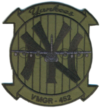 4&quot; Marine Corps VMGR-452 Yankees Ny Od Green Hook Loop Embroidered Jacket Patch - £27.32 GBP