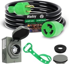Wadoy 30 Amp Generator Cord 10Ft With 30 Amp Generator Power Inlet Box, - £60.19 GBP