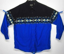 High Noon Men&#39;s (3XLRG) Black Blue Onyx Snap L/S 100% Cotton Southwestern Shirt - £29.65 GBP